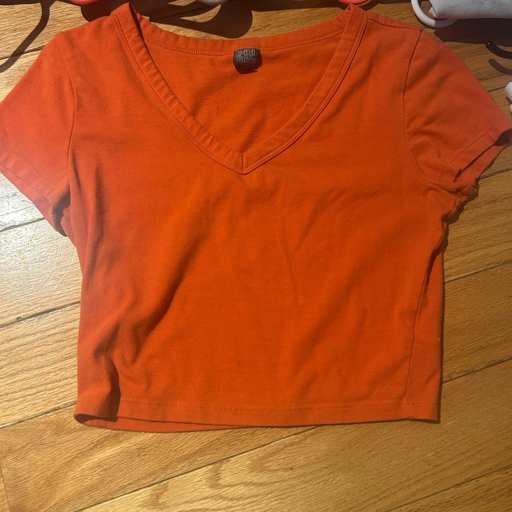 Target Orange Cropped Fitted T-Shirt